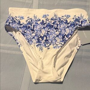 Antonio Melani Floral Blue & White Bikini Bottoms Size Small
